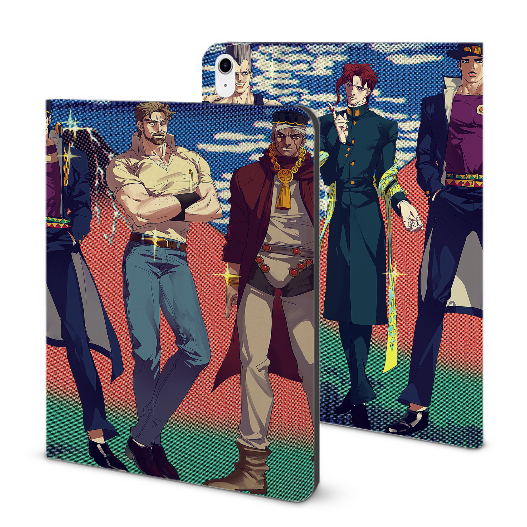 （画像用） ジョジョの奇妙な冒険 JoJo's Bizarre Adventure IPad ケース ブック型 PUレザー TPU 耐衝撃 軽量 薄型 ペン収納なし 全面保護 IPad 各モデル対応